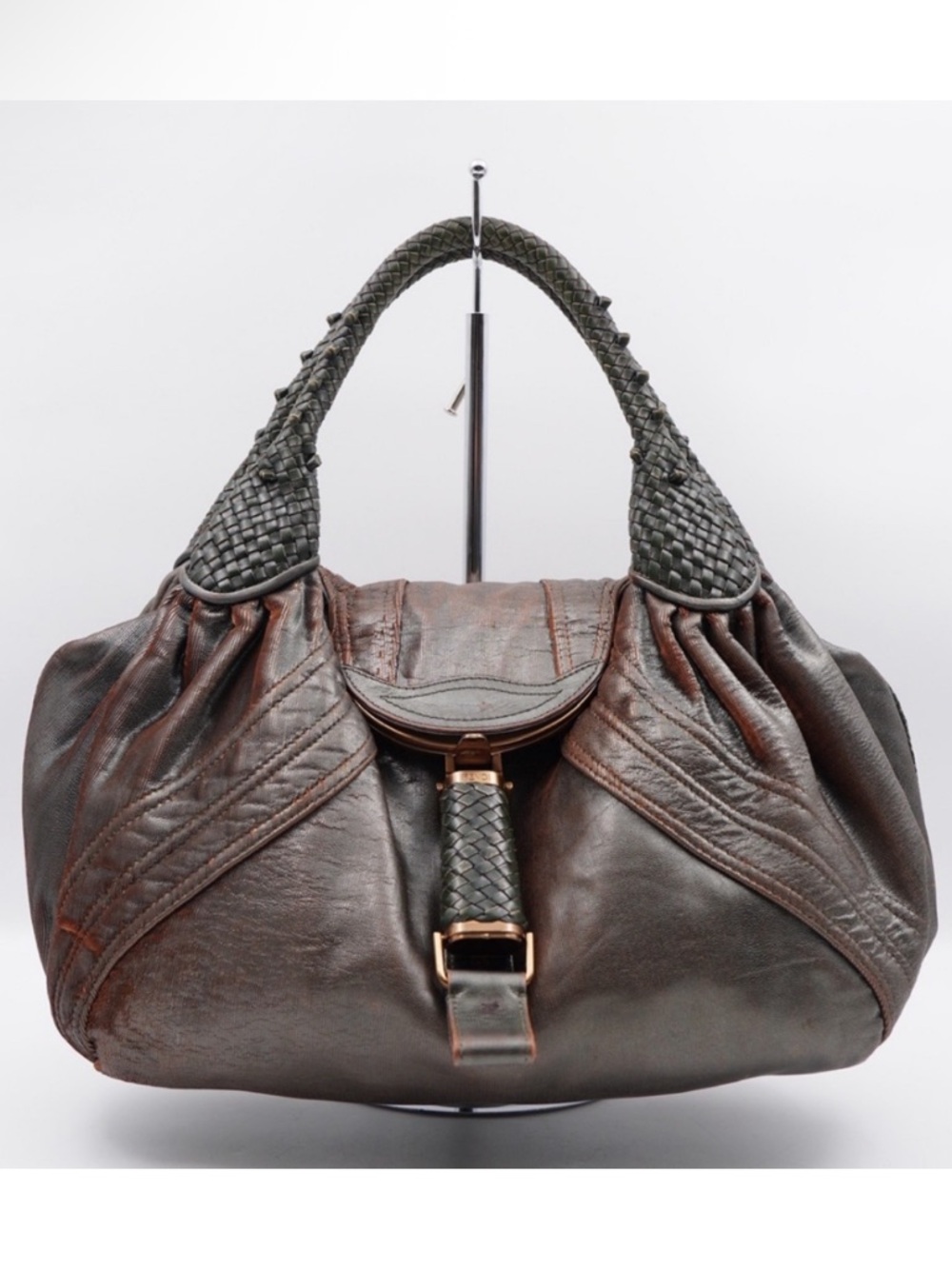 Fendi Spy Bag Napa Nuvolata Brown Leather Hobo - Picture 2 of 16